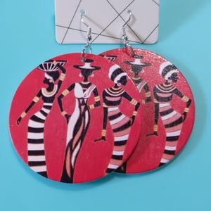 ⭐FREE⭐Painted Wooden Earrings